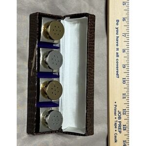 Vintage Silver Plated Set of 4 Salt & Pepper Shakers In Original Box Japan